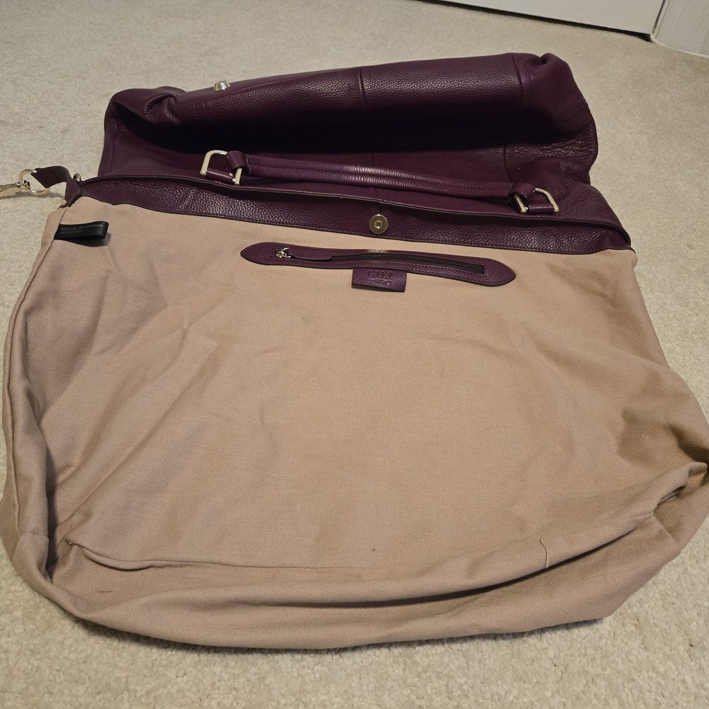 ❤️👜❤️G.I.L.I. Roma Large Pebbled Leather Tote in Deep Plum❤️👜❤️ - Picture 10 of 16